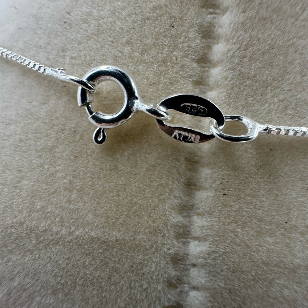 Silver Amazonite Pendant on Silver Chain - Picture 8 of 8